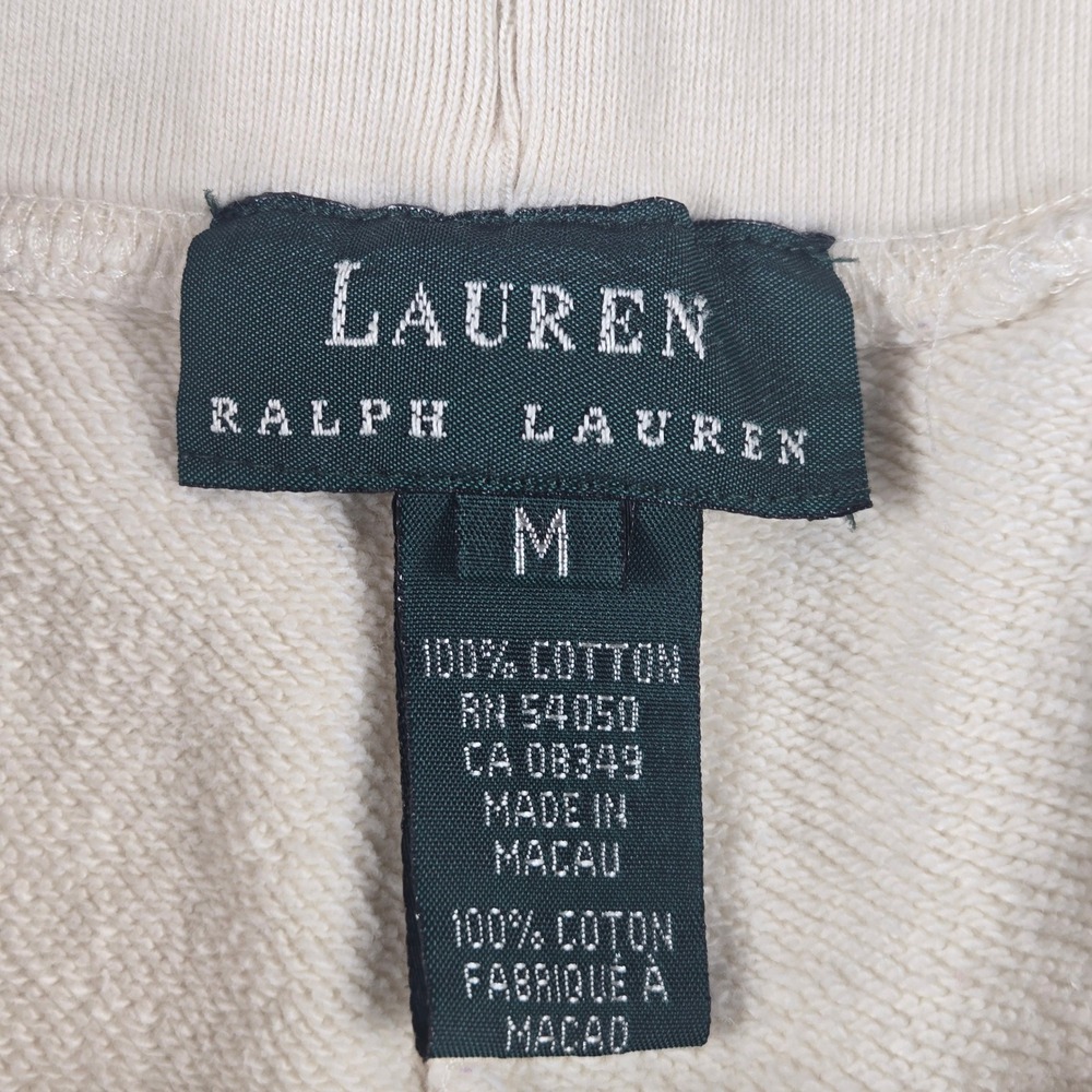Lauren Ralph Sweatpants Womens Medium Cream joggers Cotton Crest Logo (B4) - Picture 2 of 13